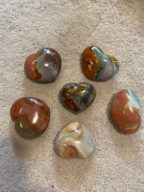 Polychrome Jasper Hearts Large