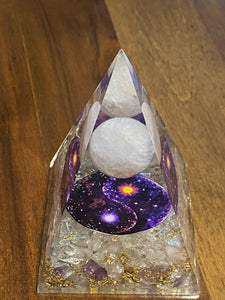 Amethyst & Clear Quartz Organite Pyramids